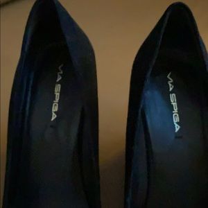 Via Spiga black suede wedge heels